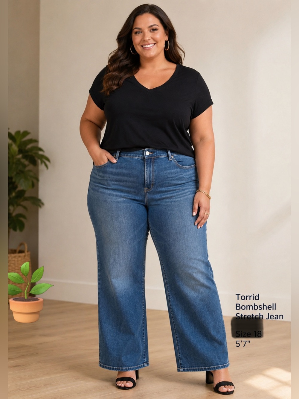 Torrid Bombshell Wide Leg Women's Blue Stretch Jeans
